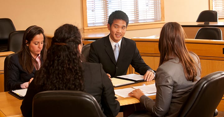 Students studying International Business Law