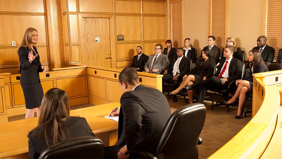 Students in a practice trial at Stetson Law